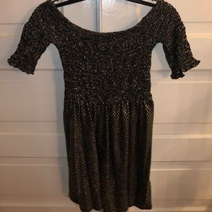 Black Topshop Dress with Gold Sparkles